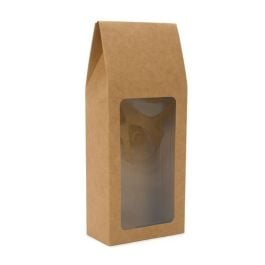 Kraft Tapered Tote Box with Window 3 1/2" x 1 3/4" x 8 1/2" 25 pack FS328