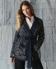 The Bandana Riding Cardigan. -- Navy