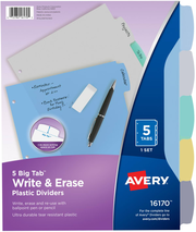 Avery Big Tab™ Write & Erase Durable Plastic Dividers Multicolor (16170) | Avery.com