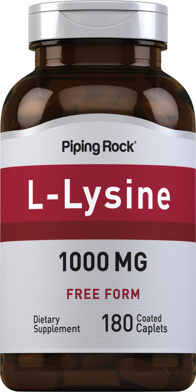 L-Lysine (Free Form), 1000 mg, 180 Coated Caplets | PipingRock Health Products