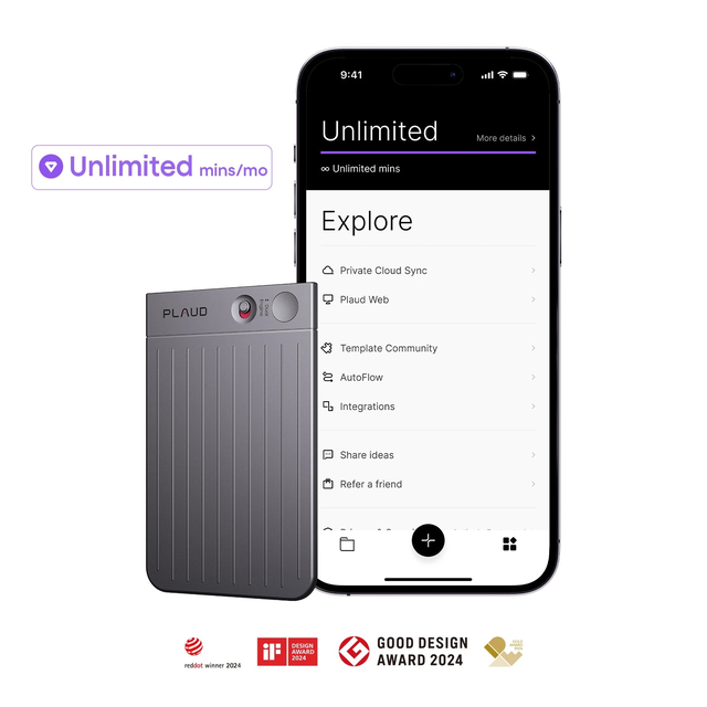 Plaud NotePin & AI Annual Unlimited Plan