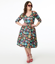 Dolly & Dotty 1950s Vintage Romance Print Billie Fit & Flare Dress