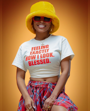 Feeling Exactly How I Look. Blessed Tee (Natural/Red)