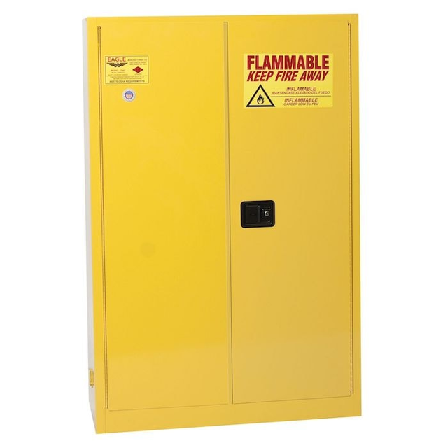 45 Gallon Flammable Liquids Cabinet, 2 Shelves, 2 Doors, Self Close, Yellow - 4510X