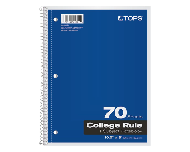 TOPS College Rule 1-subject Wirebound Notebook - Bulk