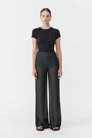 Sheer Silk Gauze Pants - Soot