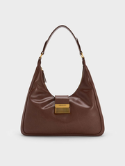 Dark Brown Charlot Hobo Bag | CHARLES & KEITH