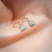 1/4 Carat Diamond Studded Drop Earrings in Sterling Silver
