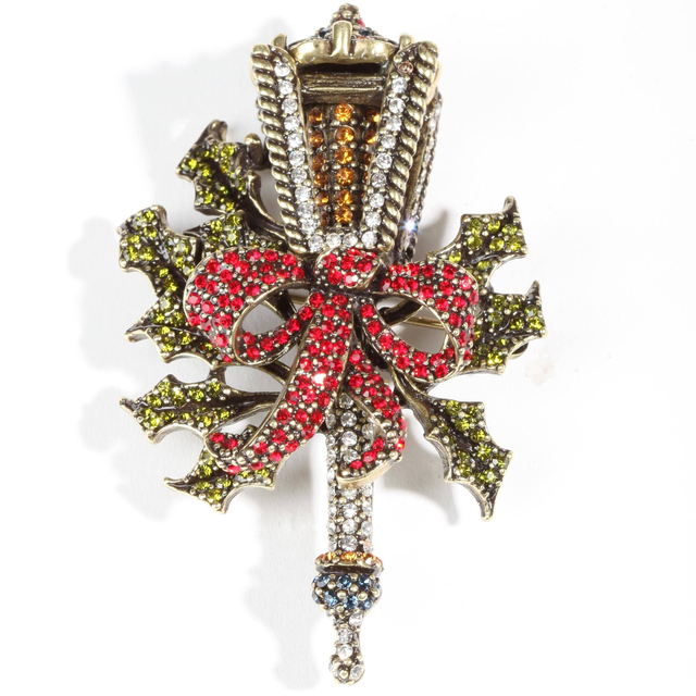 Heidi Daus® "Christmas Lantern" Crystal Holiday Lantern Pin/Brooch