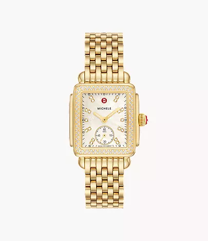 Deco Mid 18K Gold-Plated Diamond Watch