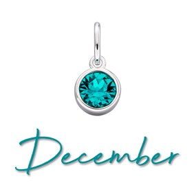 Silver Turquoise Cubic Zirconia Birthstone Charm - December - Z4212