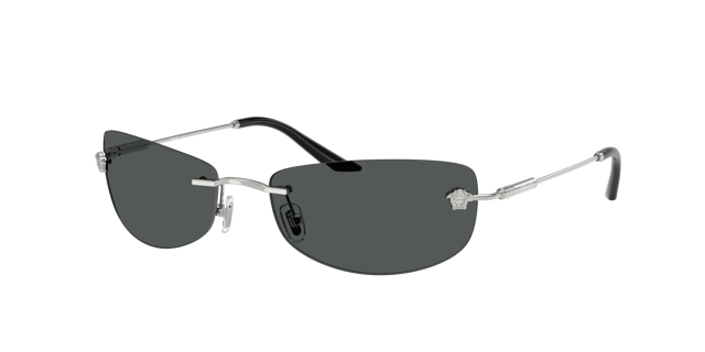 VERSACE VE2279 Silver - Men Luxury Sunglasses, Dark Grey Lens