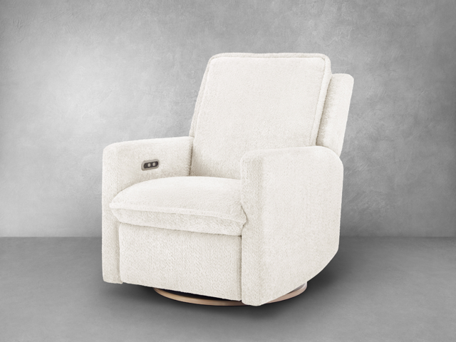 Ayden Boucle Swivel Glider Power Recliner - White