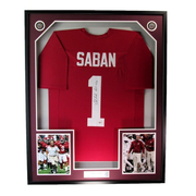 Nick Saban Alabama Signed/Auto Football Jersey w/ Photos Framed PSA/DNA 193629