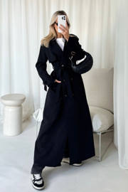 Makayla black trench coat