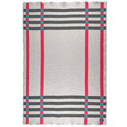 Framed Plaid Wool Throw - Pink/Smoke