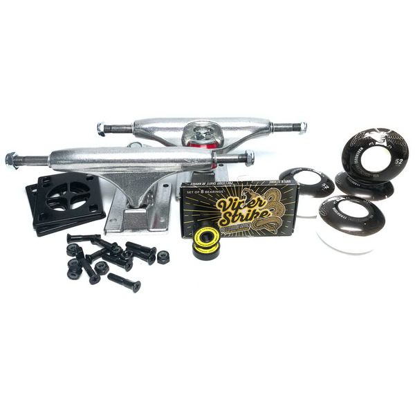 Warehouse Polished Trucks with 52mm Black Street Eagles Wheels, Bearings & Hardware Kit - 5.75 Hanger 8.5 Axle (Set of 2)
