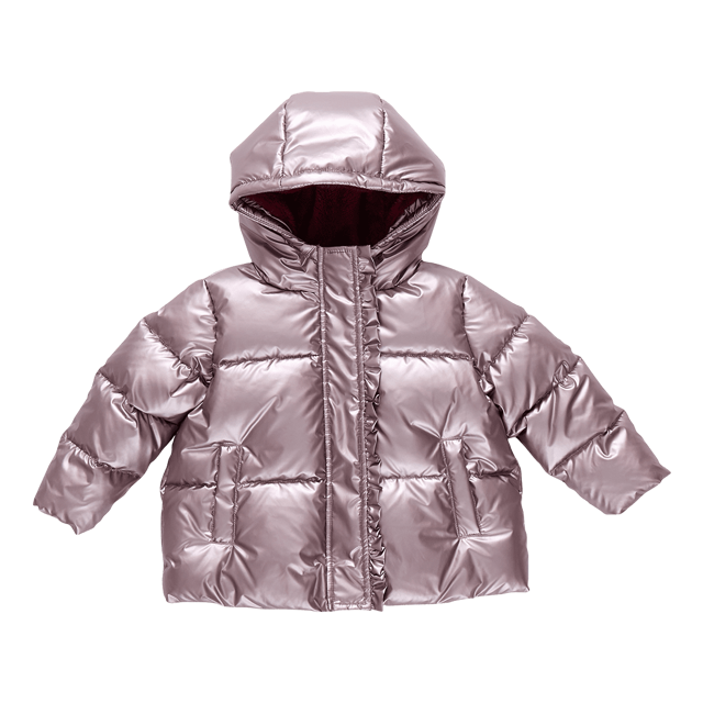 Girls Ruffle Pete Puffer - Vintage Rose Metallic