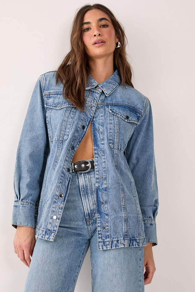 Denim Shoulder Pad Shirt