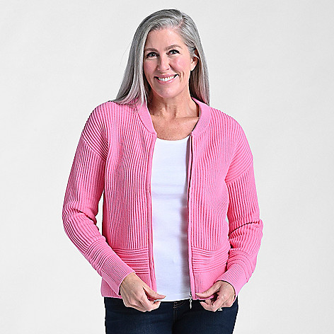 C&B Zip Front Long Sleeve Sweater