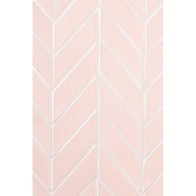 Blush Glossy Chevron Ceramic Tile 2x6