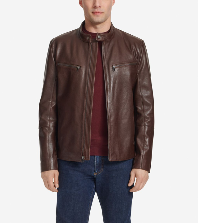 Men's Classic Zip-Front Moto Jacket