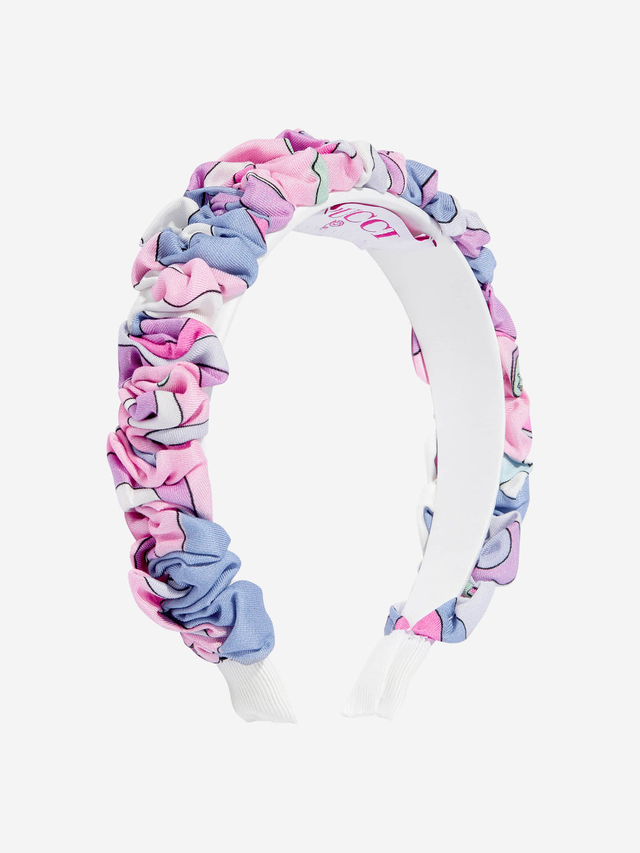 Girls Ruched Fontane Print Headband in Pink