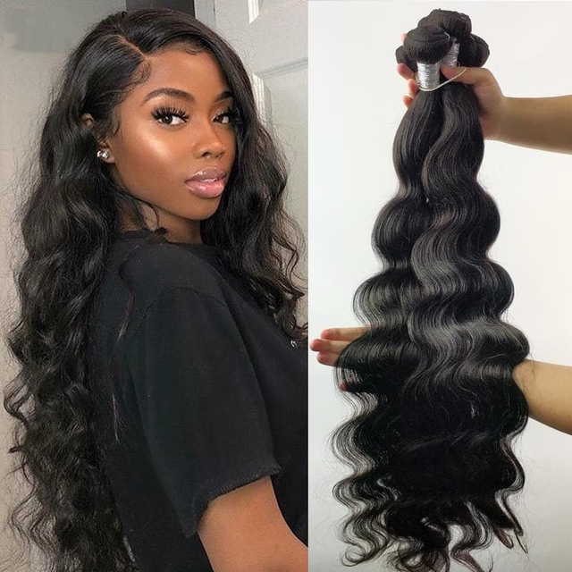 (B1) Peruvain Body Wave 4 Bundles Human Hair 100% Unprocessed 4 Bundles for Women Natural Black Wavy Human Hair Extensions 8-40 inches