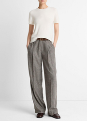 Plaid Wool-Blend High-Waist Trouser