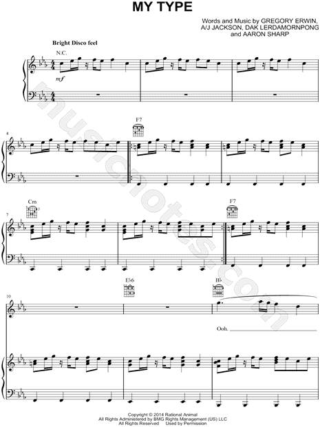 Saint Motel "My Type" Sheet Music in C Minor - Download & Print