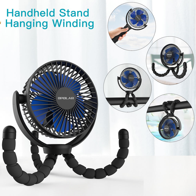 OPOLAR New 5200mAh Flexible Tripod Clip Fan