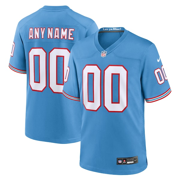 Men's Nike Light Blue Tennessee Titans Oilers Throwback Custom Game Jersey