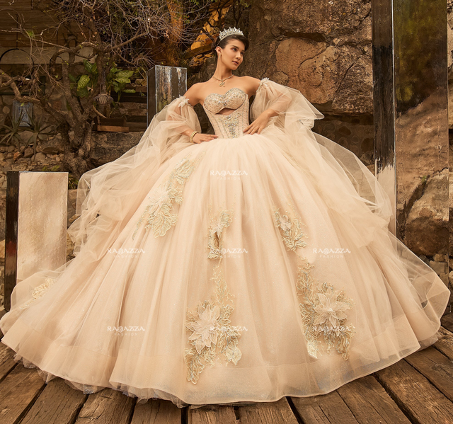 Cape Sleeve Quinceanera Dress by Ragazza EV87-687