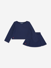 Girls Ponte Roma Skirt Set in Navy