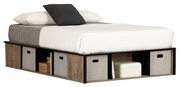 Everley Platform Bed with Built-in Storage & Baskets, Two-Tone - Full Size | Lit plateforme Everley avec rangement et paniers intégrés, deux couleurs - format lit double