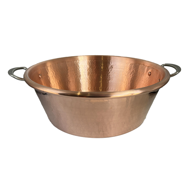 Mauviel M'PASSION Hammered Copper Jam Pan With Brushed Stainless Steel Handles, 14.5-Qt