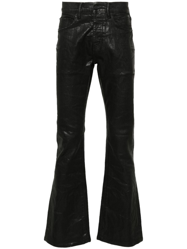 Black coated flare jeans