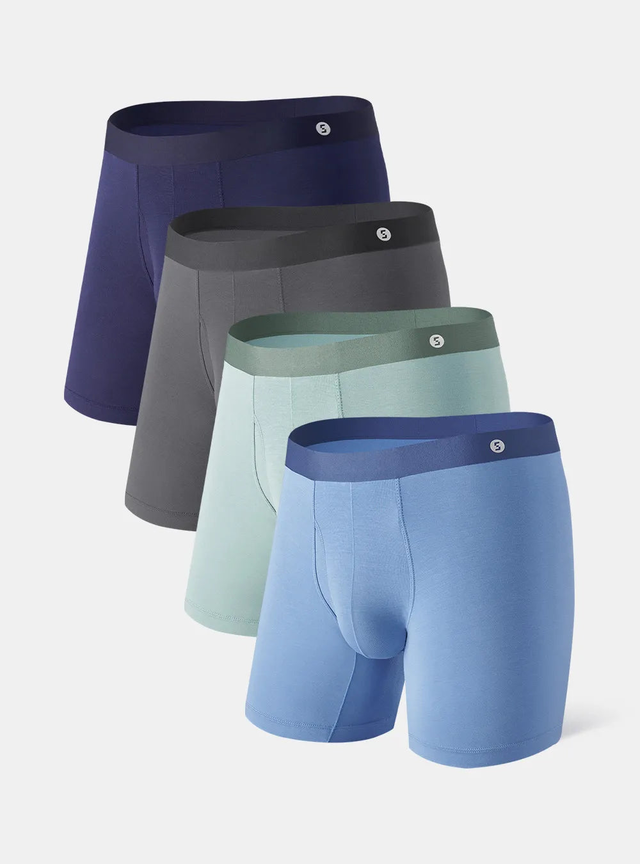 Mesh Separate Pouch™ 60S Modal WaistFree™ Seamless Open Fly Boxer Briefs 4 Pack