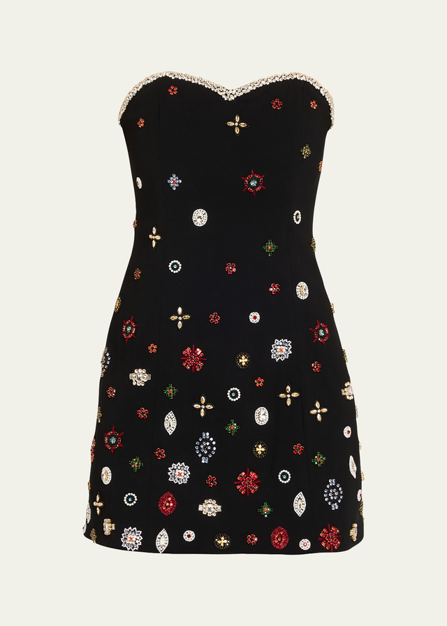 Iva Embellished Satin Mini Dress