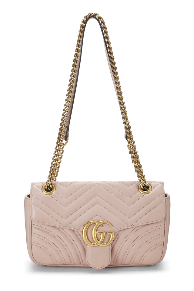 Pink Leather GG Marmont Shoulder Bag Small