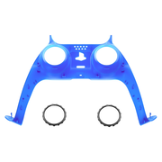 eXtremeRate Replacement Decorative Trim Shell with Accent Rings Compatible with PS5 Controller BDM-010/020/030/040/050 - Clear Blue