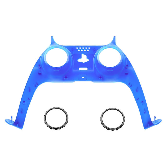 eXtremeRate Replacement Decorative Trim Shell with Accent Rings Compatible with PS5 Controller BDM-010/020/030/040/050 - Clear Blue