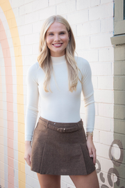 Bella High Neck Ribbed Bodysuit, Cream