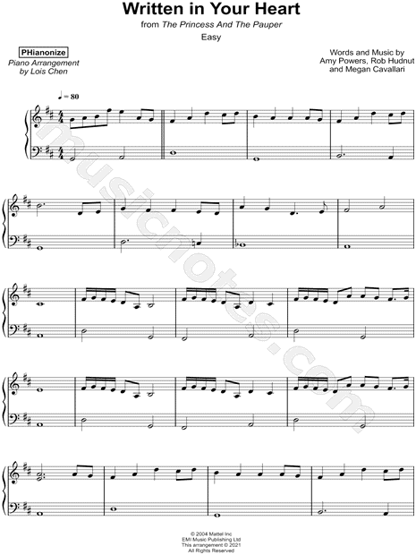 PHianonize "Written in Your Heart [easy]" Sheet Music (Piano Solo) in D Major - Download & Print