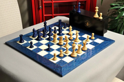 The Grandmaster Chess Set, Box, & Board Combination - Blue Gilded