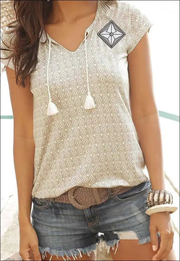 Short Sleeve V neck Blouse e18.0 | Emf Blouse