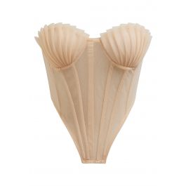 Seashell Pleated Mesh Bustier Corset Top