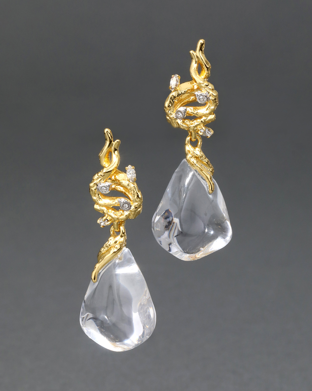 Liquid Vine Lucite Small Raindrop Earring