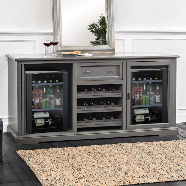 Siena Wine Credenza with Cooling Storage Option (Antique Gray)