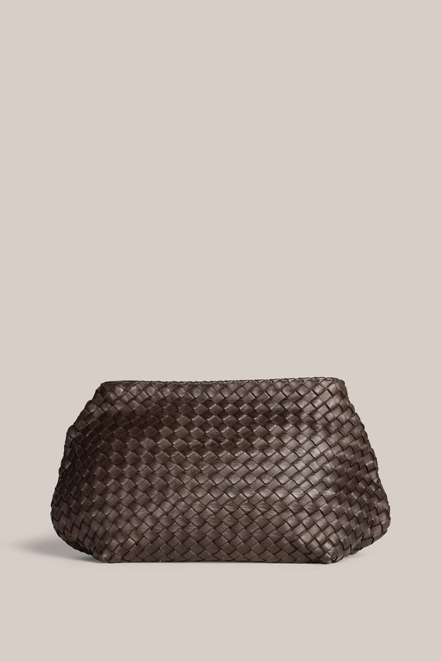 Piper Woven Dark Chocolate Clutch